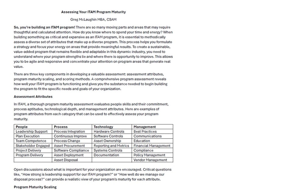Assessing Your ITAM Program Maturity